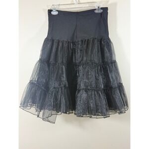 Black Tiered Tulle Petticoat Crinoline Skirt Women S/M Gothic Lolita Rockabilly
